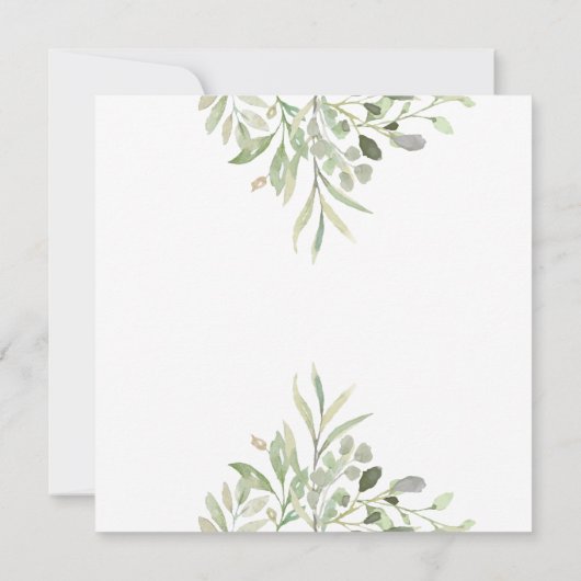 Watercolor Greenery Goldene geometrische SkriptWed Einladung (Rückseite)