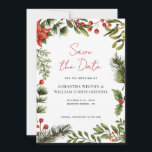 Watercolor Greenery Holiday Wedding Save The Date<br><div class="desc">Celebrate your festive wedding with a personalized Christmas Save the Date that captures the magic of your love story and sets the perfect tone for your holiday wedding save the date. Easily customize this elegant winter wedding announcement by clicking the "Personalize" button.</div>