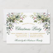 Watercolor Greenery Holly Gold Weihnachten Party Einladung (Vorderseite)