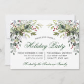 Watercolor Greenery Holly Holiday Party Einladung (Vorderseite)