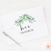 Watercolor Greenery ihr Lieblings-Gefälligkeitsauf Runder Aufkleber (Umschlag)