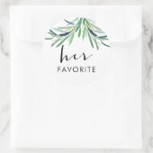 Watercolor Greenery ihr Lieblings-Gefälligkeitsauf Runder Aufkleber (Tasche)