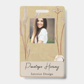 Watercolor Greenery Interieur Design Kraft Papier Ausweis (Front)