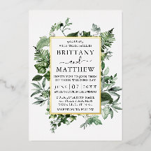 Watercolor Greenery Ivy Ferns Sage Wedding Gold