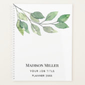 Watercolor Greenery Job Title Planer (Vorderseite)