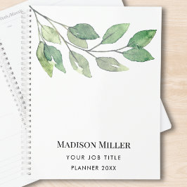 Watercolor Greenery Job Title Planer