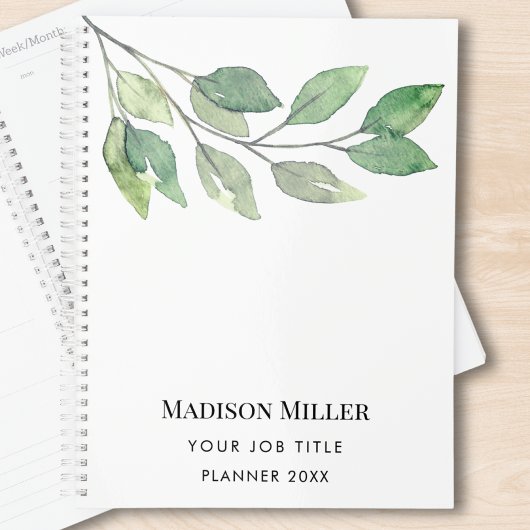 Watercolor Greenery Job Title Planer