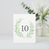 Watercolor Greenery Laurel Wreath Tischnummer (Stehend Vorderseite)