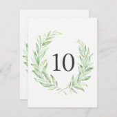 Watercolor Greenery Laurel Wreath Tischnummer (Vorne/Hinten)