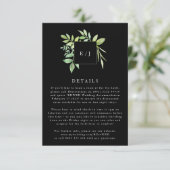 Watercolor Greenery Leaf Wreath Schwarzes Gehäuse RSVP Karte (Stehend Vorderseite)