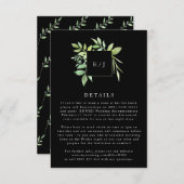 Watercolor Greenery Leaf Wreath Schwarzes Gehäuse RSVP Karte (Vorne/Hinten)