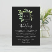 Watercolor Greenery Leaf Wreath Wedding Einladung (Stehend Vorderseite)