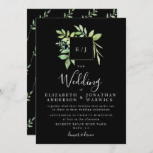 Watercolor Greenery Leaf Wreath Wedding Einladung