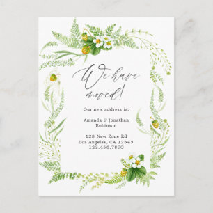 Watercolor Greenery Neue Adresse Ankündigungspostkarte