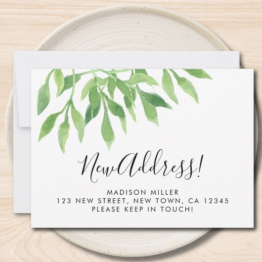 Watercolor Greenery New Address Moving Ankündigung