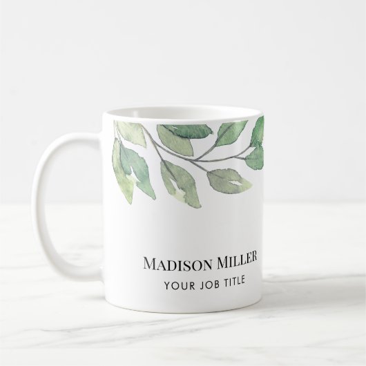 Watercolor Greenery Office Kaffeetasse (Links)