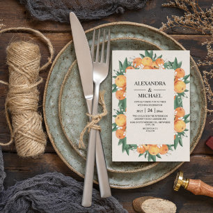 Watercolor Greenery Orange Blossom Modern Wedding  Einladung