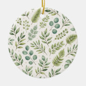 Watercolor Greenery Pattern | Botanical Leaves  Keramik Ornament (Vorne)