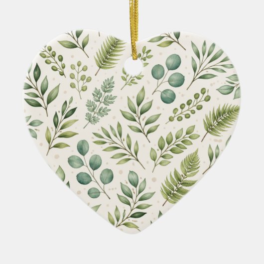 Watercolor Greenery Pattern | Botanical Leaves Keramik Ornament (Vorne)