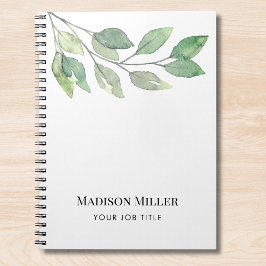 Watercolor Greenery Personalized Job Title Notizblock