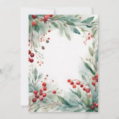 Watercolor Greenery & Red Berries Christmas Party  Einladung (Rückseite)