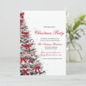 Watercolor Greenery Red Berries Christmas Party Einladung (Stehend Vorderseite)
