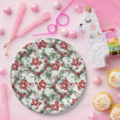 Watercolor Greenery Red Berries Weihnachtsmuster Pappteller (Party)