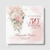 Watercolor Greenery Rose Gold 50th Birthday Sign  Gästebuch (Vorderseite)