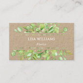 Watercolor Greenery Rustic  | QR Code Visitenkarte (Vorderseite)