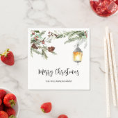 Watercolor Greenery Script Frohe Weihnachten Serviette (Beispiel)