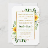 Watercolor Greenery Sonnenblumen Goldene Hochzeit Einladung (Vorderseite)