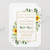 Watercolor Greenery Sonnenblumen Goldene Hochzeit Einladung (Vorne/Hinten)