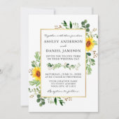 Watercolor Greenery Sonnenblumen Goldene Hochzeit Einladung (Vorderseite)