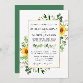 Watercolor Greenery Sonnenblumen Goldene Hochzeit Einladung