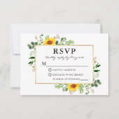 Watercolor Greenery Sonnenblumen Goldene Hochzeit RSVP Karte (Vorderseite)