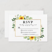 Watercolor Greenery Sonnenblumen Goldene Hochzeit RSVP Karte (Vorne/Hinten)