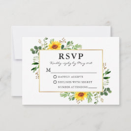 Watercolor Greenery Sonnenblumen Goldene Hochzeit RSVP Karte