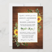 Watercolor Greenery Sonnenblumen Hochzeit Holz Einladung (Vorderseite)