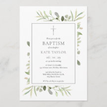 Watercolor Greenery Taufe Christening