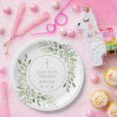 Watercolor Greenery Taufe Christening Pappteller (Party)