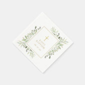 Watercolor Greenery Taufe Christening Serviette (Ecke)