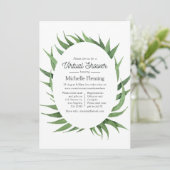 Watercolor Greenery Virtual Baby Shower Einladung (Stehend Vorderseite)