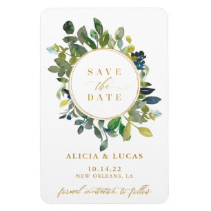 Watercolor Greenery Wedding Save the Date Ladungsa Magnet