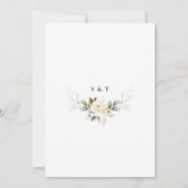 Watercolor Greenery White Floral Gold Hochzeit Einladung (Rückseite)