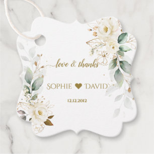 Watercolor Greenery White Floral Gold Hochzeit Geschenkanhänger