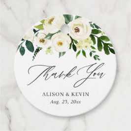 Watercolor Greenery White Floral Vielen Dank Geschenkanhänger