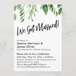 Watercolor Greenery Wir Got Verheiratet! Celebrati Einladung