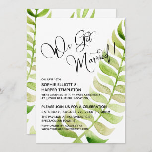 Watercolor Greenery Wir Got Verheiratet! Hochzeit Einladung