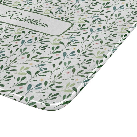 Watercolor greenery with name schneidebrett (Ecke)