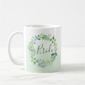 Watercolor Greenery Wreath Bride Kaffeetasse (Links)